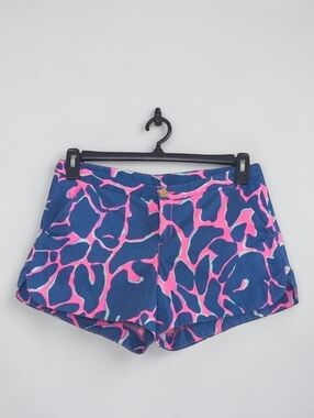 Lilly Pulitzer Adie Ocean Theme 100% Cotton Shorts Blue Pink Size 2